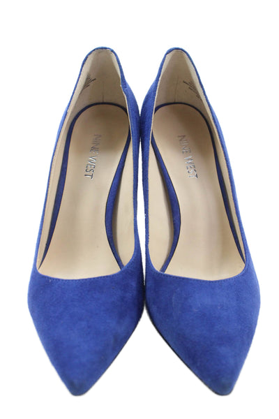 Nine West Womens Suede Pointed Toe Moyen Pumps Blue Size 7.5 Medium