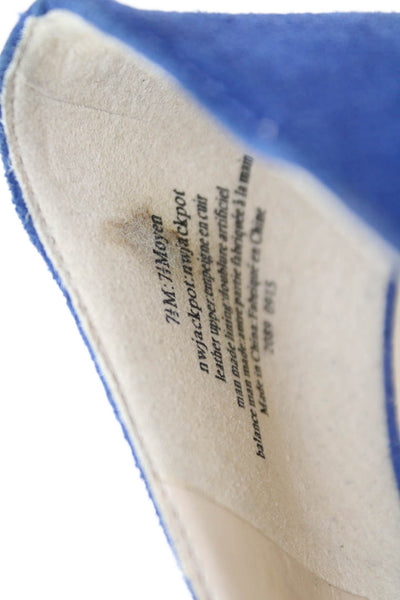 Nine West Womens Suede Pointed Toe Moyen Pumps Blue Size 7.5 Medium