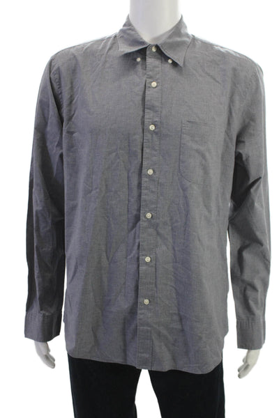 J Crew Mens Gray Classic Button-Down Cotton Dress Shirt Long Sleeve Size L