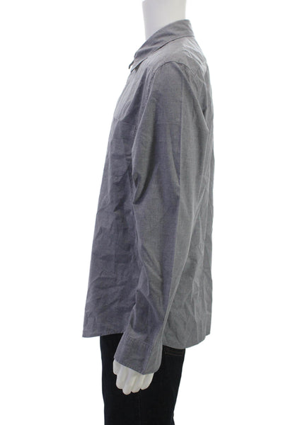 J Crew Mens Gray Classic Button-Down Cotton Dress Shirt Long Sleeve Size L