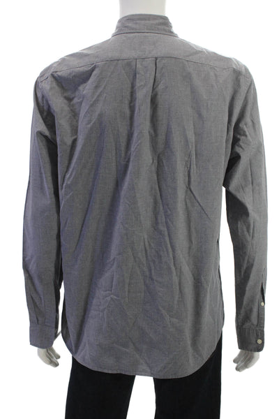 J Crew Mens Gray Classic Button-Down Cotton Dress Shirt Long Sleeve Size L