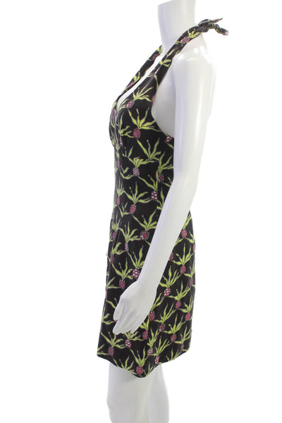 Lilly Pulitzer Women Halter Mini Floral Black Cotton Sleeveless Size 4