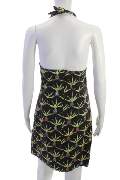 Lilly Pulitzer Women Halter Mini Floral Black Cotton Sleeveless Size 4