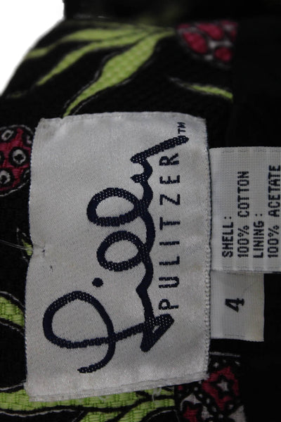 Lilly Pulitzer Women Halter Mini Floral Black Cotton Sleeveless Size 4