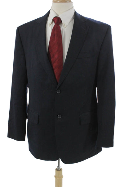 Joseph & Feiss Mens Dark Blue Wool Suit Jacket Button Collared Size 40