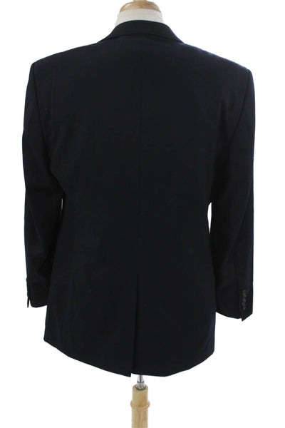 Joseph & Feiss Mens Dark Blue Wool Suit Jacket Button Collared Size 40