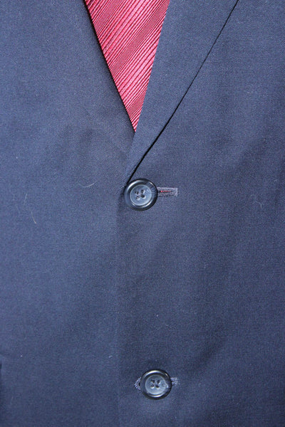 Joseph & Feiss Mens Dark Blue Wool Suit Jacket Button Collared Size 40