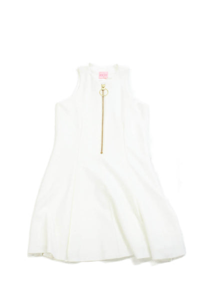 Zoe LTD Girls Sleeveless Half Zip Tennis Dress White Size 8