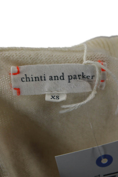 Chinti and Parker Women Cashmere Pullover Sweater Crew Neck Beige Size XS