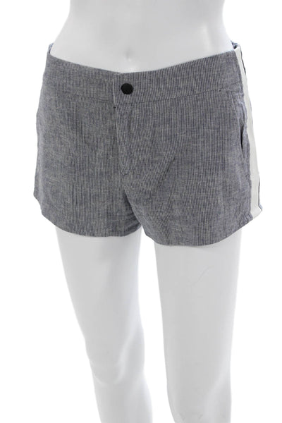 Rag & Bone Women Striped Gray Cotton Linen Ramie Shorts Size 0
