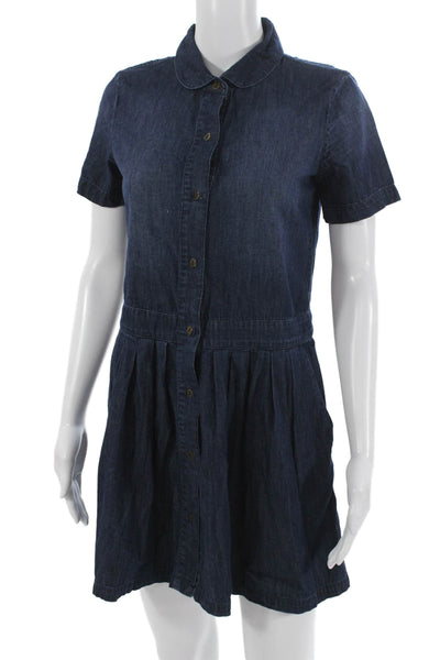 Current/Elliott Womens Dark Blue Shirt Dress Short Sleeve Cotton Size 0
