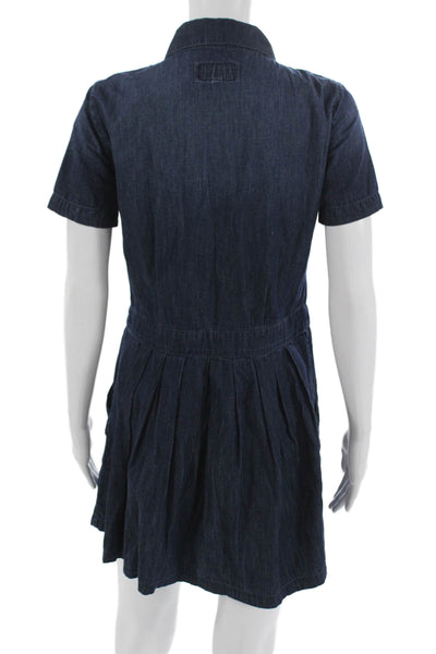Current/Elliott Womens Dark Blue Shirt Dress Short Sleeve Cotton Size 0