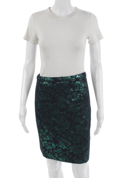 J Crew Womens Dark Blue Straight Pencil Skirt Floral Short Size 00