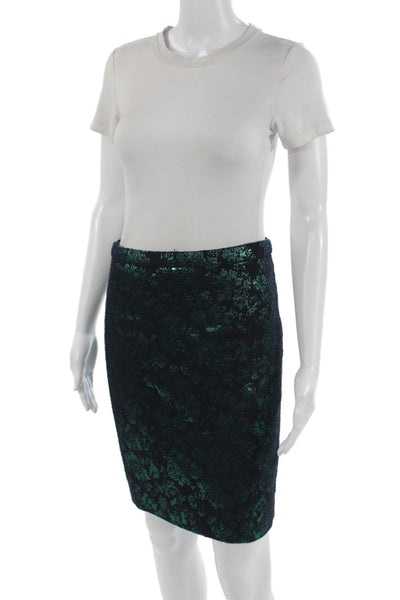 J Crew Womens Dark Blue Straight Pencil Skirt Floral Short Size 00
