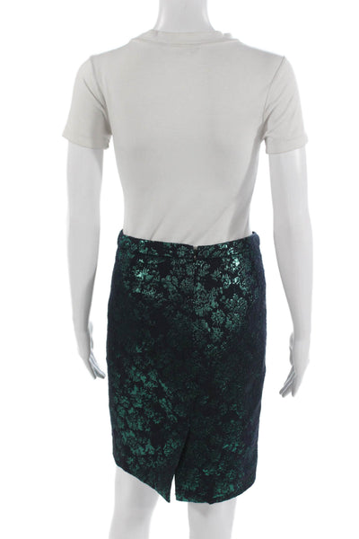 J Crew Womens Dark Blue Straight Pencil Skirt Floral Short Size 00