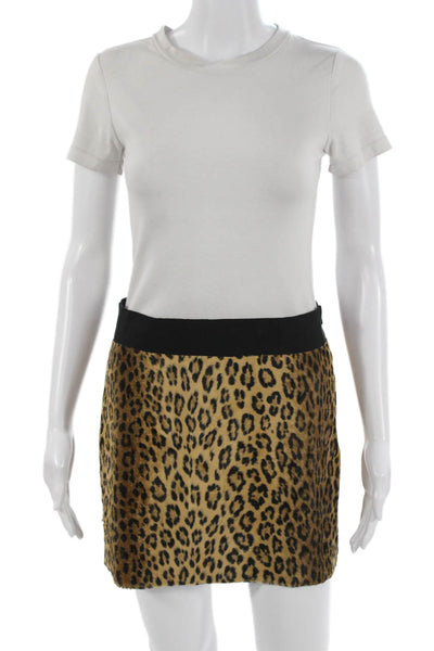 Milly Women Mini Pencil Skirt Beige Animal Print Size 2