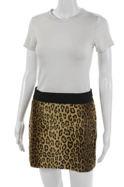 Milly Women Mini Pencil Skirt Beige Animal Print Size 2