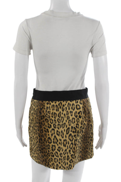 Milly Women Mini Pencil Skirt Beige Animal Print Size 2