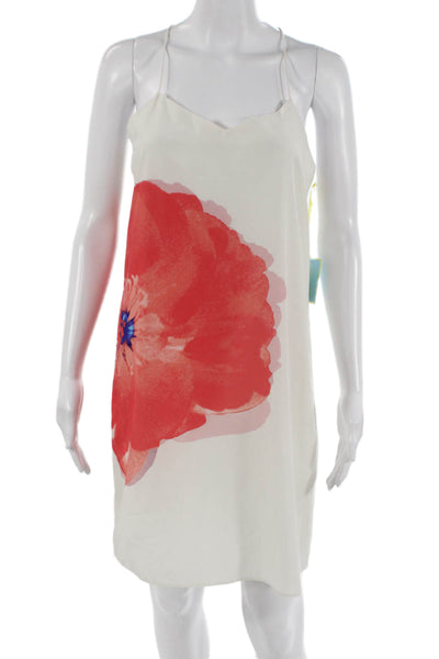 CeCe Womens Red Floral V-Neck Sleeveless Slip Dress Size 2