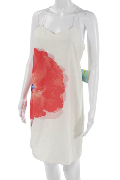 CeCe Womens Red Floral V-Neck Sleeveless Slip Dress Size 2
