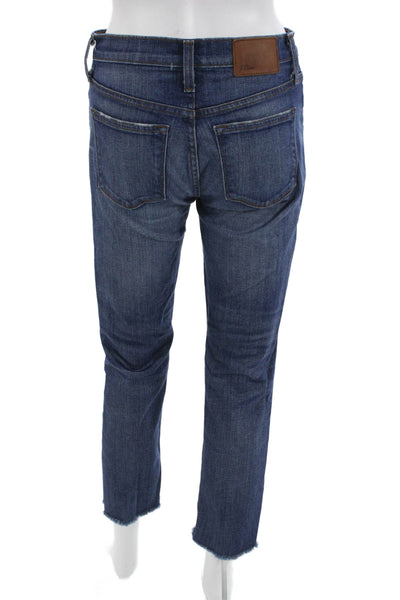 J Crew Women Boyfriend Cropped Dark Blue Mid-Rise Jeans Button Size 24