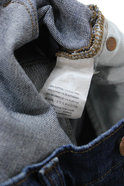 J Crew Women Boyfriend Cropped Dark Blue Mid-Rise Jeans Button Size 24