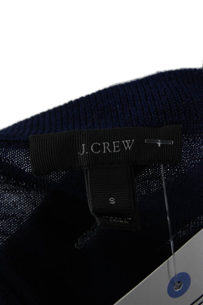 J Crew Womens Dark Blue Merino Wool Crewneck Pullover 3/4 Sleeve Size S