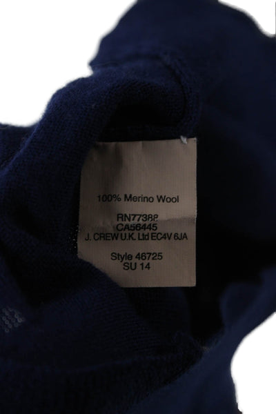 J Crew Womens Dark Blue Merino Wool Crewneck Pullover 3/4 Sleeve Size S