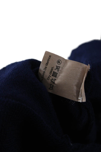 J Crew Womens Dark Blue Merino Wool Crewneck Pullover 3/4 Sleeve Size S
