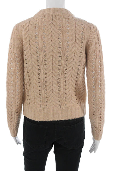 Point Sur Womens Cardigan Beige Crew Neck Button Long Sleeve Size XS