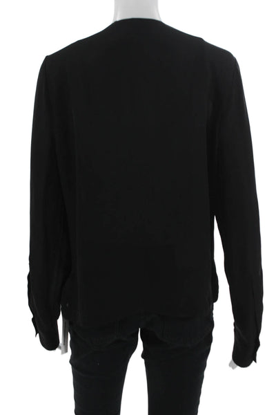 A.L.C. Women Black V-Neck Long Sleeve Blouse Petite Size S