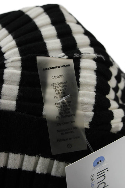 T Alexander Wang Women Striped Crew Neck Pullover Sweater Black Size XS