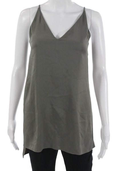 Theory Womens Silk V-Neck Camisole Dark Gray Sleeveless Size 0P