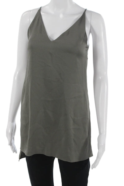 Theory Womens Silk V-Neck Camisole Dark Gray Sleeveless Size 0P