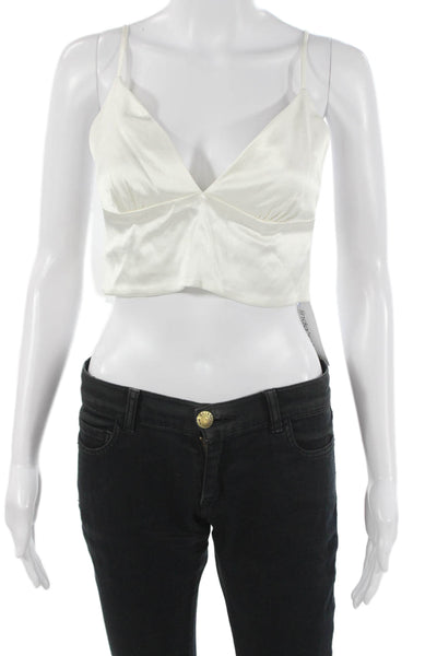 Zara Women Cropped V-Neck Camisole White Size L