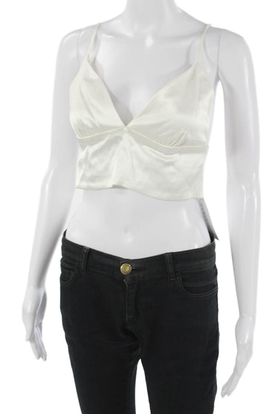 Zara Women Cropped V-Neck Camisole White Size L