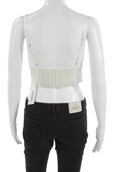 Zara Women Cropped V-Neck Camisole White Size L