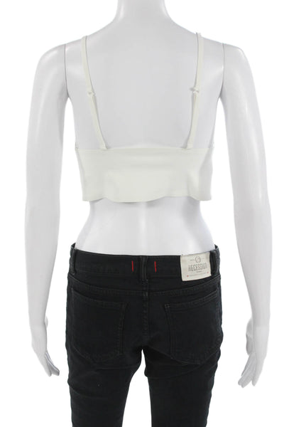 Intimately Free People Womens Cropped Cami V-Neck White Nylon Boho Size L
