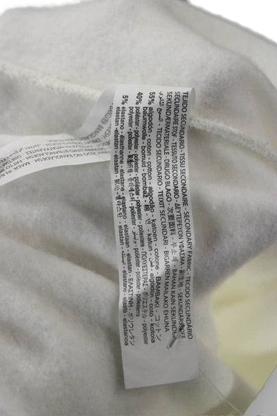 Zara Women Pullover Hoodie White Drawstring Cotton Blend Long Sleeve Size S
