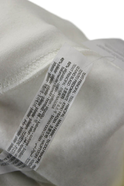 Zara Women Pullover Hoodie White Drawstring Cotton Blend Long Sleeve Size S