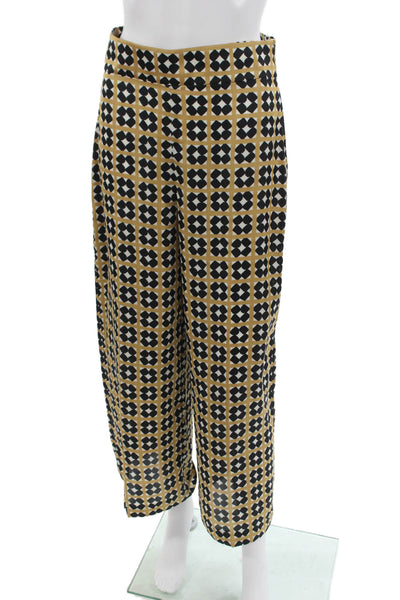 Zara Womens Cropped Geometric Beige Polyester Pants Zip Size M