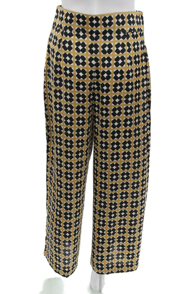 Zara Womens Cropped Geometric Beige Polyester Pants Zip Size M