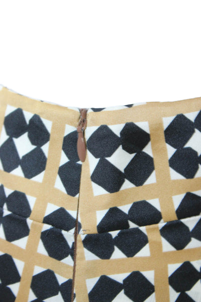 Zara Womens Cropped Geometric Beige Polyester Pants Zip Size M