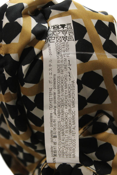 Zara Womens Cropped Geometric Beige Polyester Pants Zip Size M