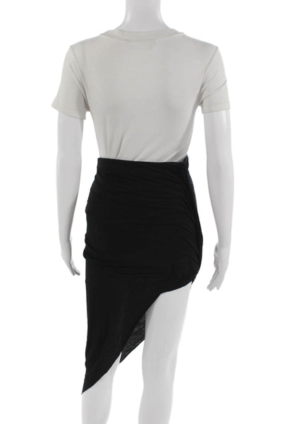Helmut Lang Womens Wrap Long Solid Black Micro Modal Nylon Skirt Size 0P