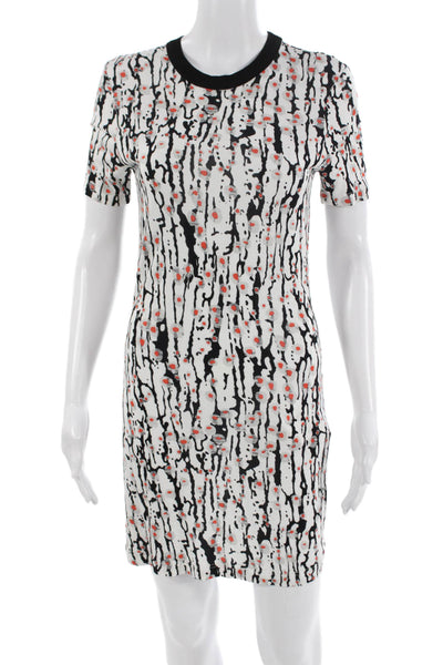 Carven Womens T-Shirt Dress White Cotton Blend Crew Neck Knee Length Size XS