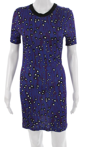 Carven Womens T-Shirt Dress Blue Nylon Crew Neck Size XS