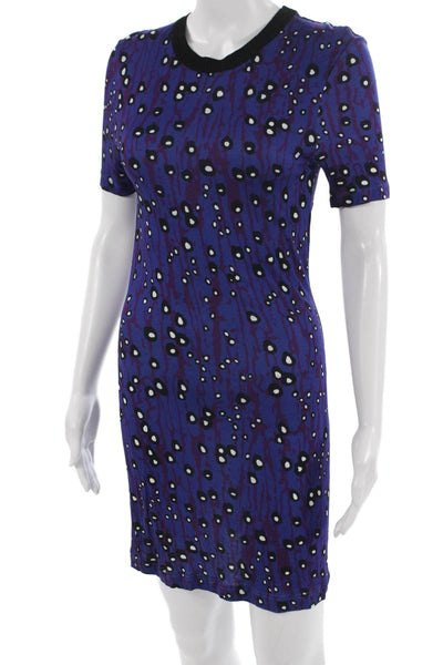 Carven Womens T-Shirt Dress Blue Nylon Crew Neck Size XS