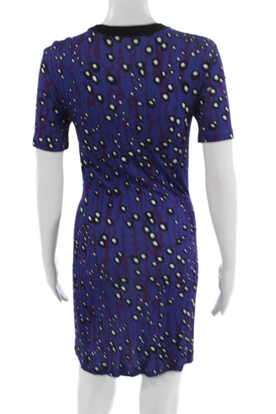 Carven Womens T-Shirt Dress Blue Nylon Crew Neck Size XS