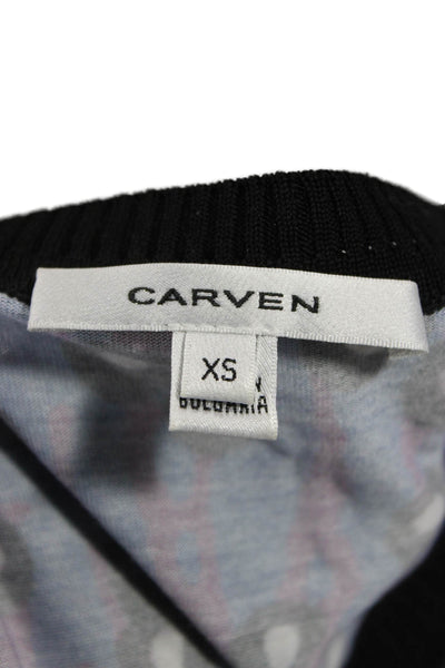 Carven Womens T-Shirt Dress Blue Nylon Crew Neck Size XS